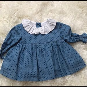 La Coqueta blue spot dress and bloomer set